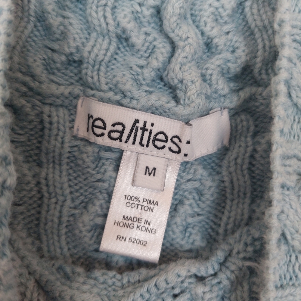 Realities Cable Knit Fisherman Scoopneck Sleeveless‎ Sweater Vest Size Meduim - Picture 3 of 7